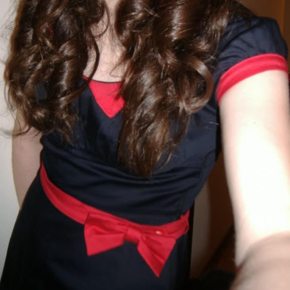 Pinup Couture Rockabilly Navy and Red Dress